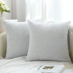 Decoruhome Decorative Throw Pillow Covers 26X26 Set Of 2, Farmhouse Chenille Pillow Covers, Square Soft Pillow Covers For Couch Sofa Bed, Grey White
