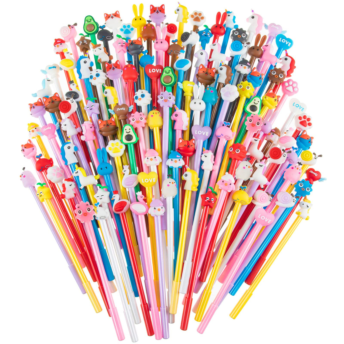 140 Pieces Cute Cartoon Gel Ink Pens Black Ink Cool Pens Kawaii Cute Pens Bulk Assorted Style Novelty Pens Cute Office Pens Roll