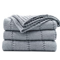 Recyco Cable Knit Light Grey Throw Blanket Twin Size For Couch, Super Soft Warm Cozy Decorative Knitted Throw Blanket 3.6Lb For