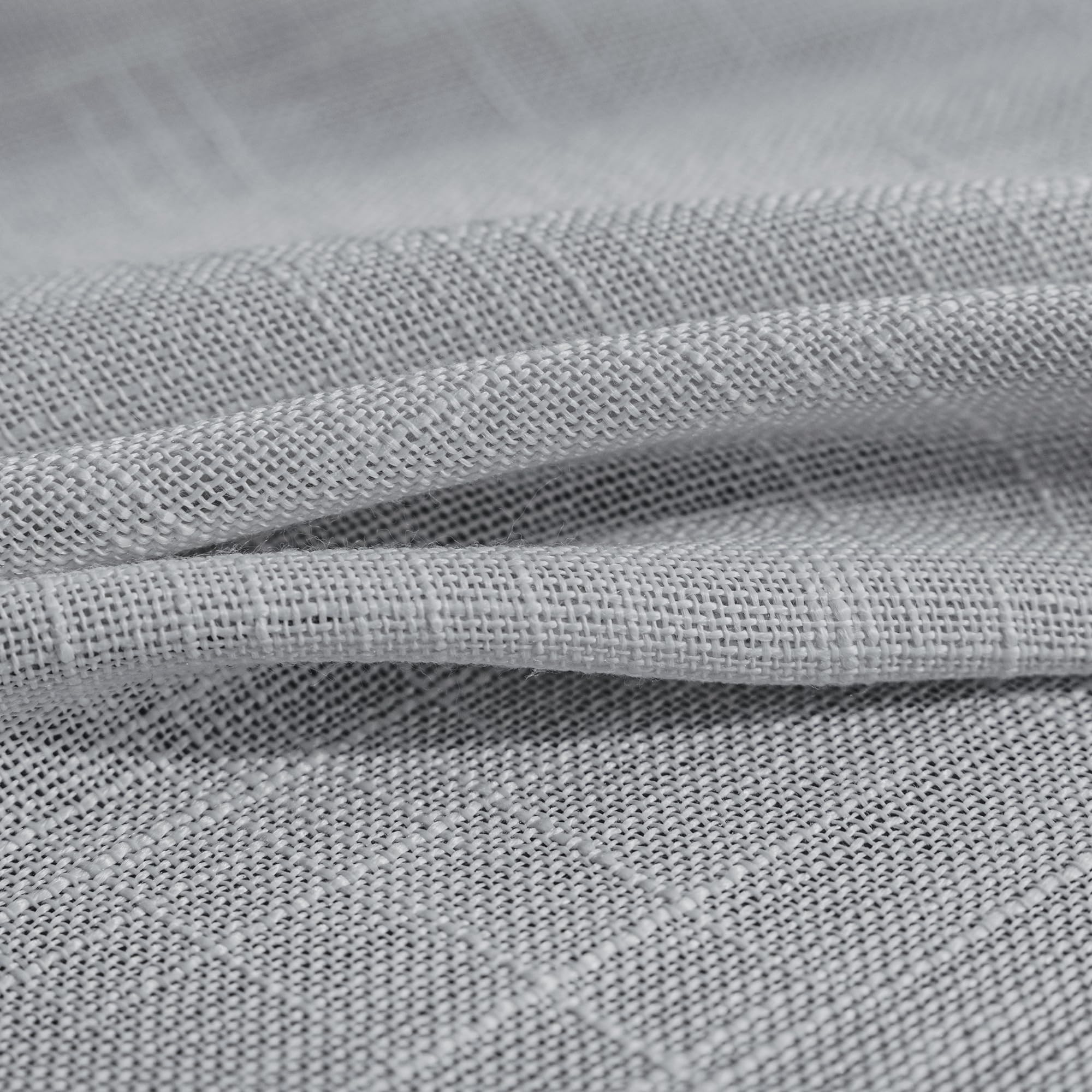 Fmfunctex Linen Semi Sheer Curtains 54 Inch Length For Bedroom Living Room, Grey Curtain Panels Sheer Linen Textured Window Drap