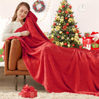 Inhand Christmasthrow Blankets For Couch, Gifts For Women Cozy Home Decor Knit Blanket, Red Lightweight Decorative Blankets And