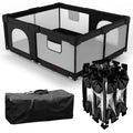 PATYWAGA Foldable Baby Playpen with Gate, Extra Large Collapsible Play Yard for Babies & Toddlers, Portable Travel Play Pen with