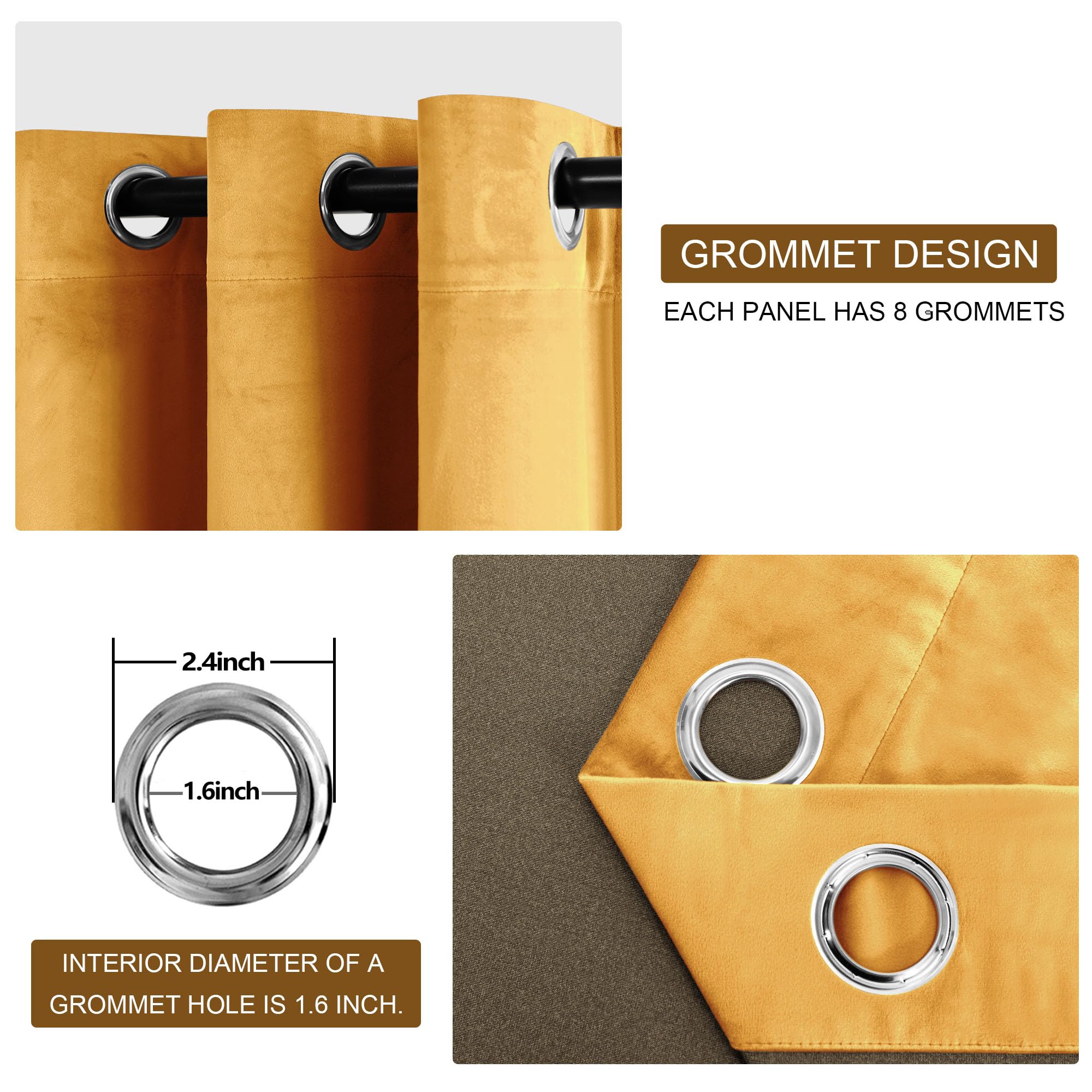 Dwcn Gold Velvet Curtains Tieable Grommet Thermal Insulated Room Darkening Holiday Decorative Backdrops For Living Room Party De