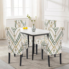 Searchi Dining Room Chair Covers Set Of 4, Stretch Printed Kitchen Chair Slipcovers Removable Washable Parsons Chair Covers Protector For Dining Room, Hotel, Ceremony (Beige-Green Stripe)