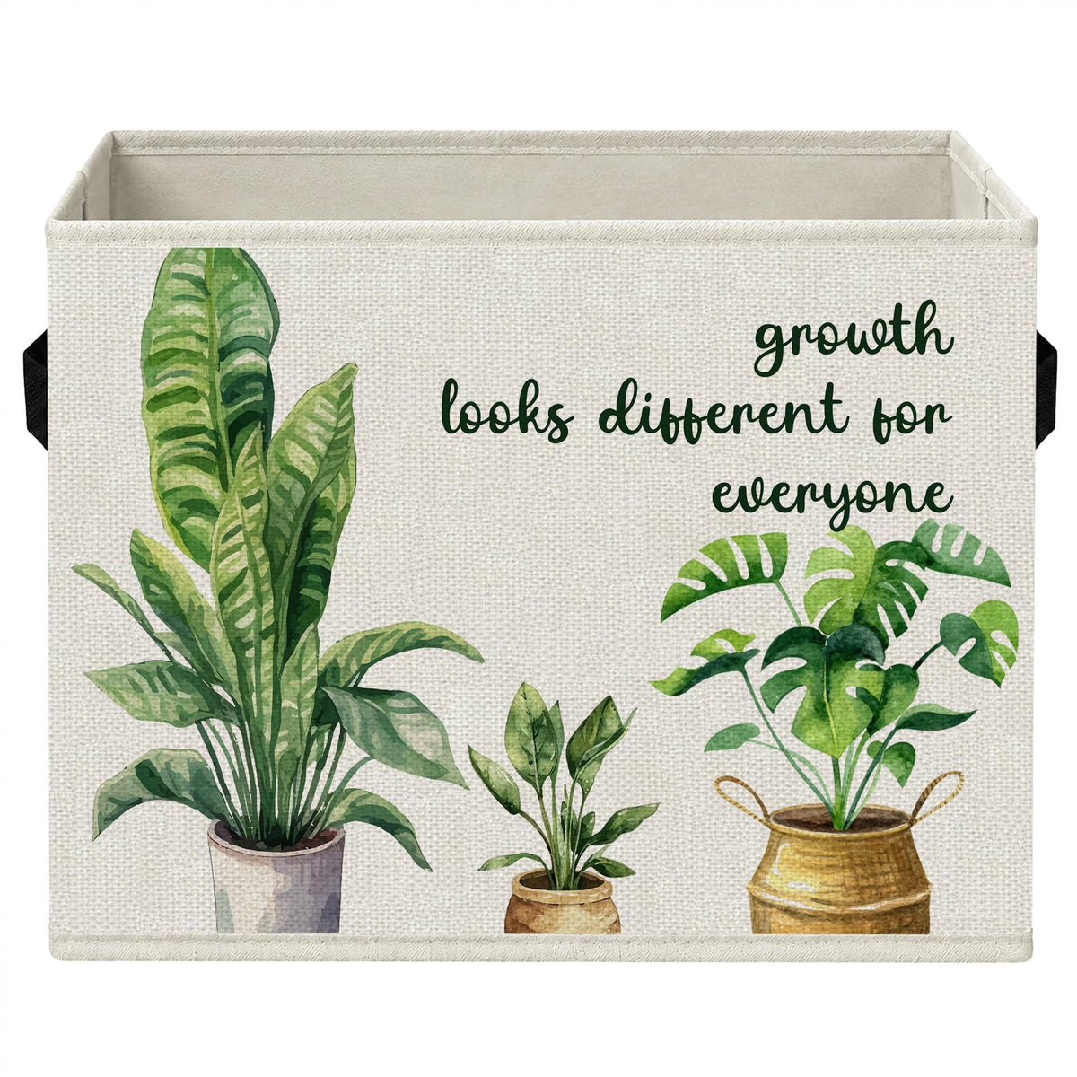 BCUANGD Inspirational Mental Health Storage Bins with Handles, Growth Looks Different for Everyone Motivational Foldable Collaps