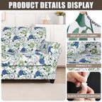Searchi Stretch Sofa Cover Printed Couch Covers, Floral Pattern 2 Piece Armchair Slipcover With Separate Chair Cushion Cover, Washable Furniture Protector For Living Room(Armchair, Green Flowers)