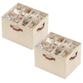 Ornavo Home Linen Large Shoe Storage Organizer Bins 2 Pack, Khaki