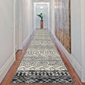 KUTA Moroccan Washable Runner Rug 2.6x18 Non-Slip Vintage Black Navy Blue Boho Hallway Runner Kitchen Runner Rug Ultra Soft Geom