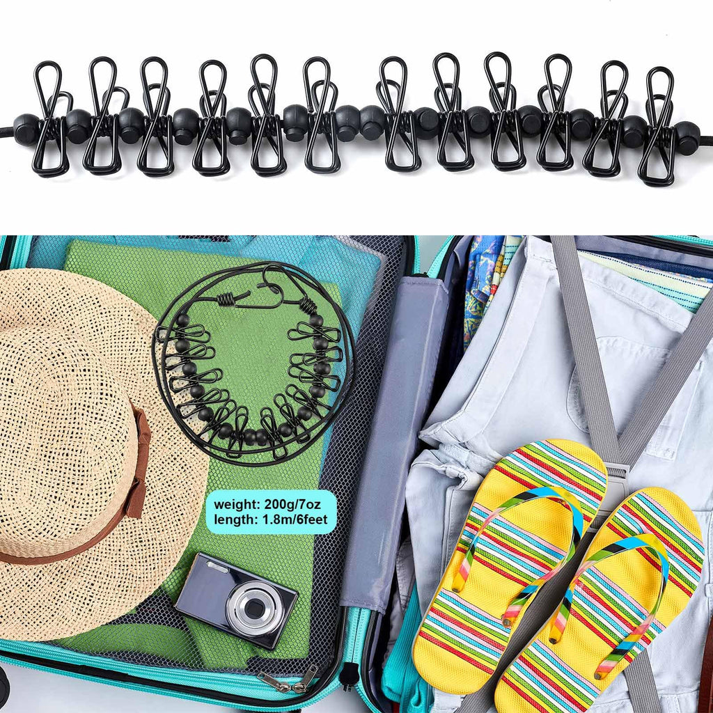 Hawatour Travel Clothesline, Portable Retractable Clothesline With 12Pcs Clothespins For Indoor Laundry Drying, Outdoor Camping