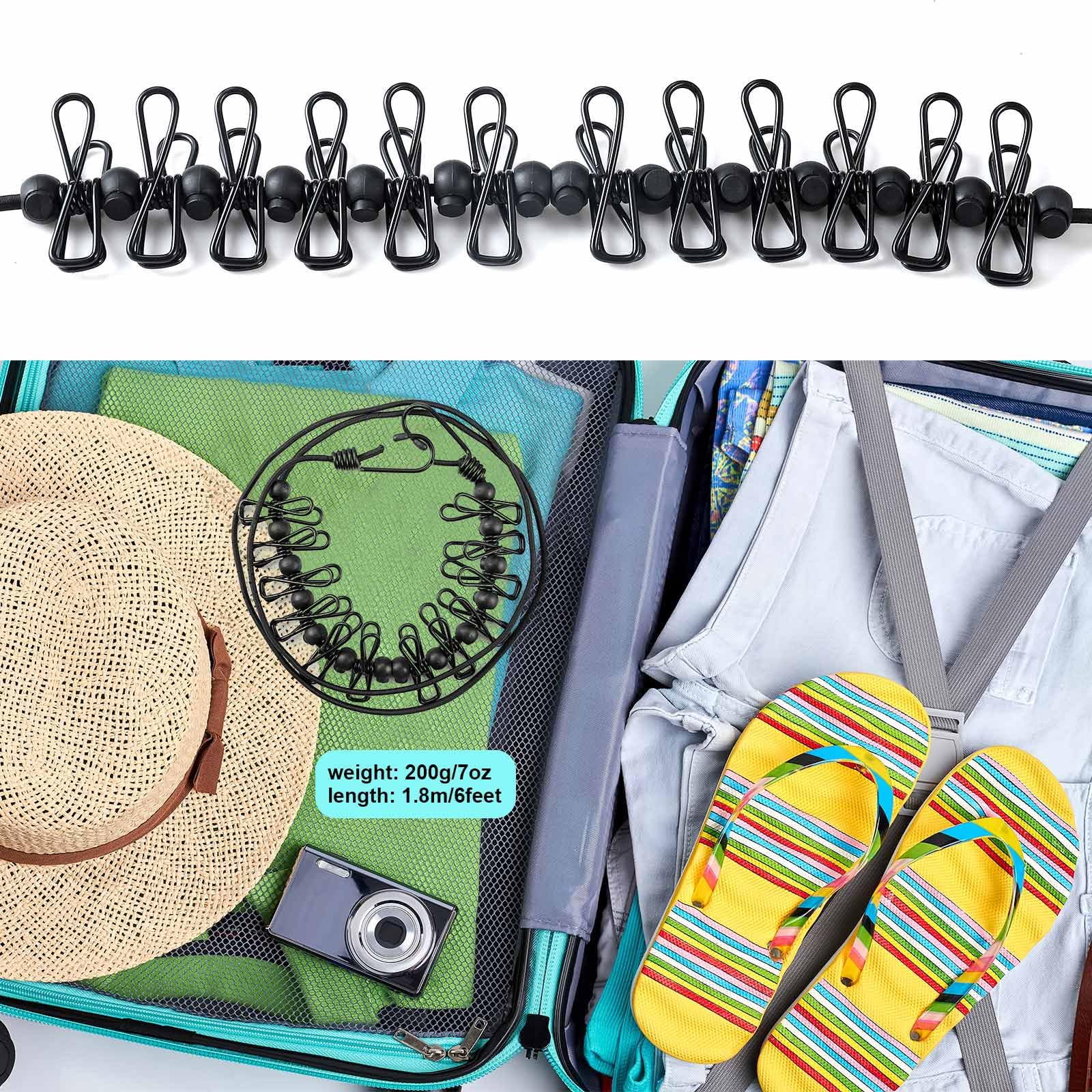 Hawatour Travel Clothesline, Portable Retractable Clothesline With 12Pcs Clothespins For Indoor Laundry Drying, Outdoor Camping
