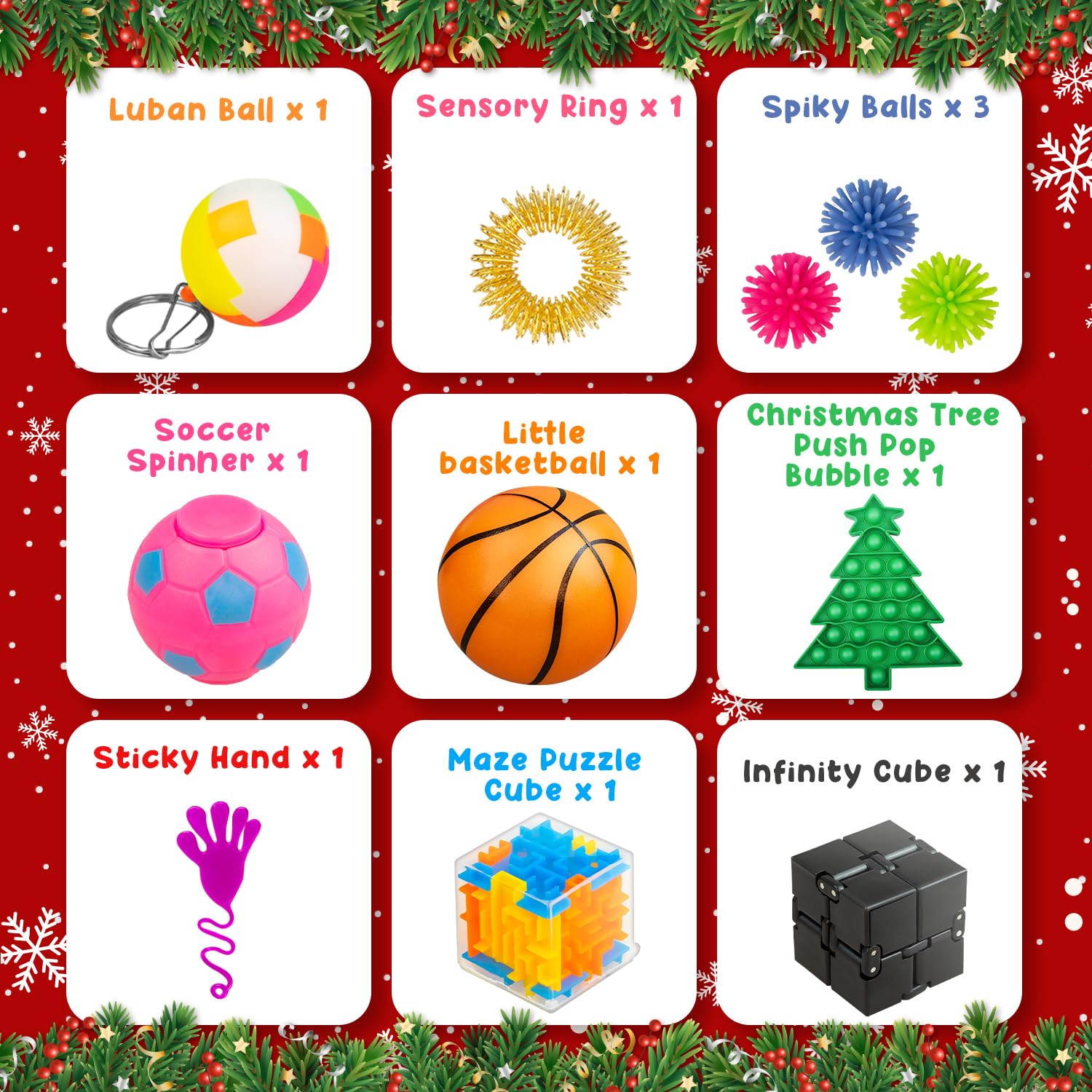 Hellojoy Christmas Pop Fidgets Advent Calendar 2024 For Boys Girls, 24 Days Countdown Calendar Push Pop Bubble Set Sensory Toys