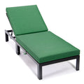 LeisureMod Chelsea Modern Aluminum Outdoor Chasie Lounge Chair with Cushions, Green