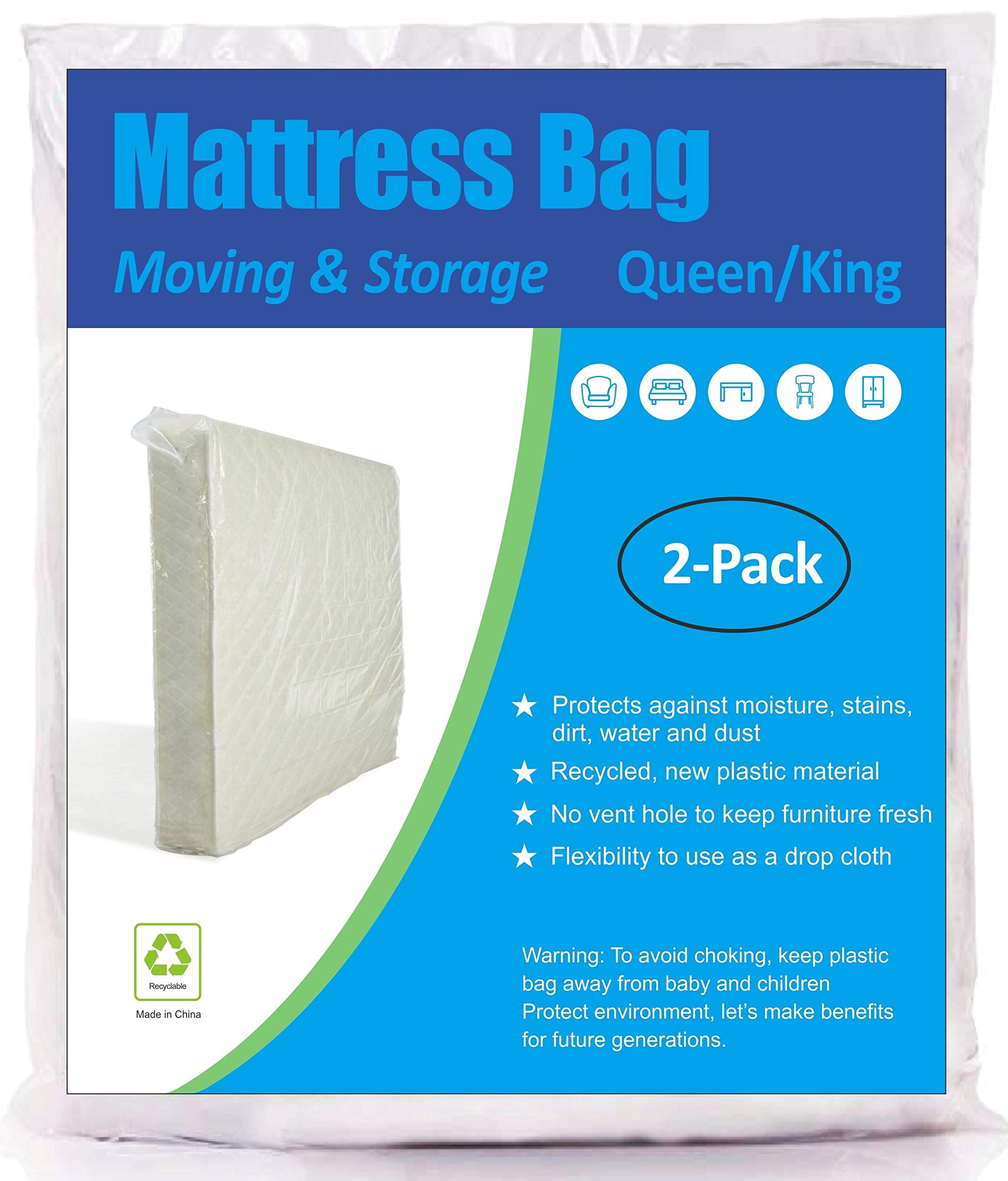 Comforthome Mattress Bag For Moving And Storage, Queen And King Size, 2 Pack