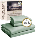 California Design Den Certified Luxury 100% Egyptian Cotton Sheets, Deep Pocket Queen Sheets, Sateen Bed Sheet Egyptian, Cooling