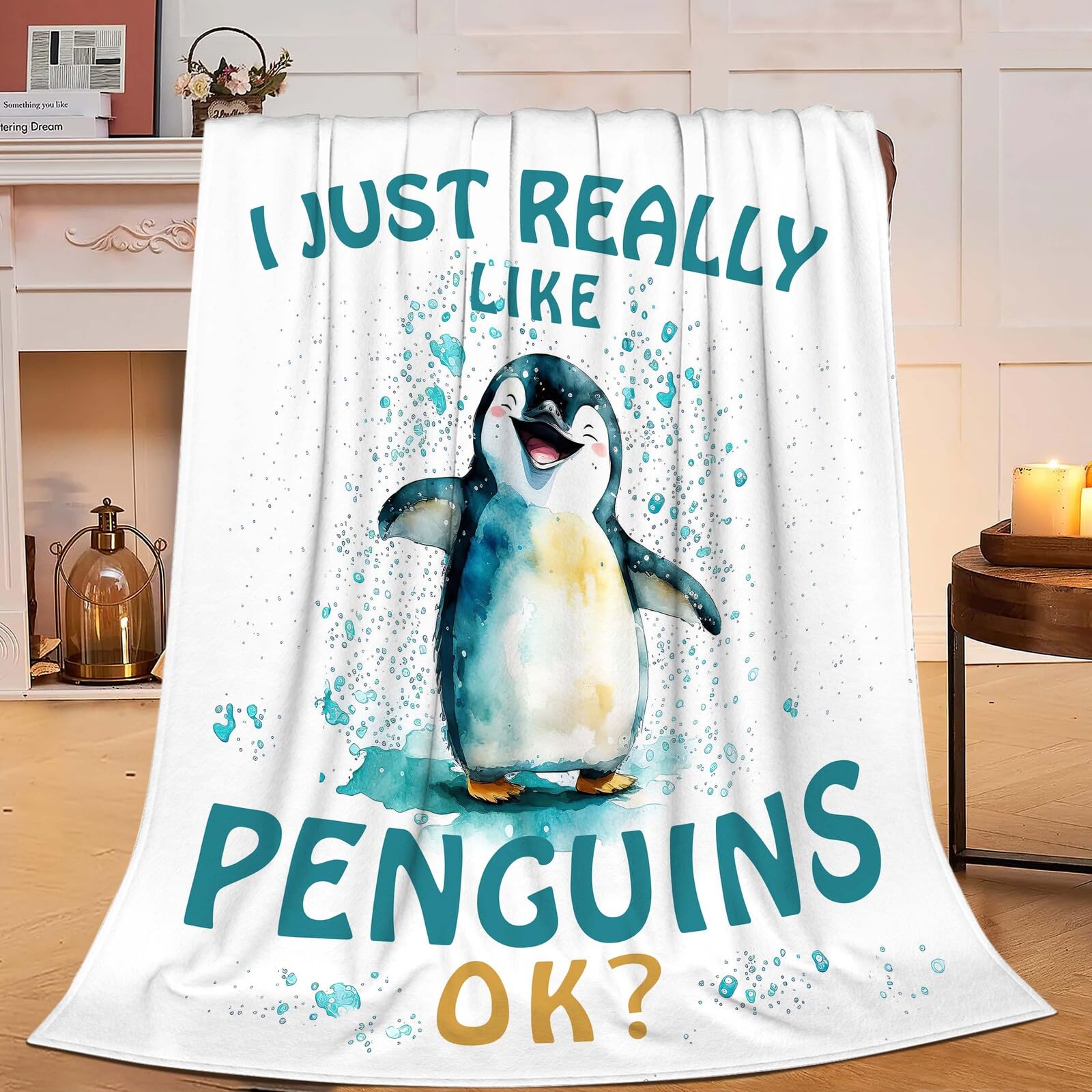 Penguin Blanket Cute Penguin Throw Blanket Gifts For Girls Boys Kids Women Men Adults Super Soft Cozy Plush Fluffy Fuzzy Fleece