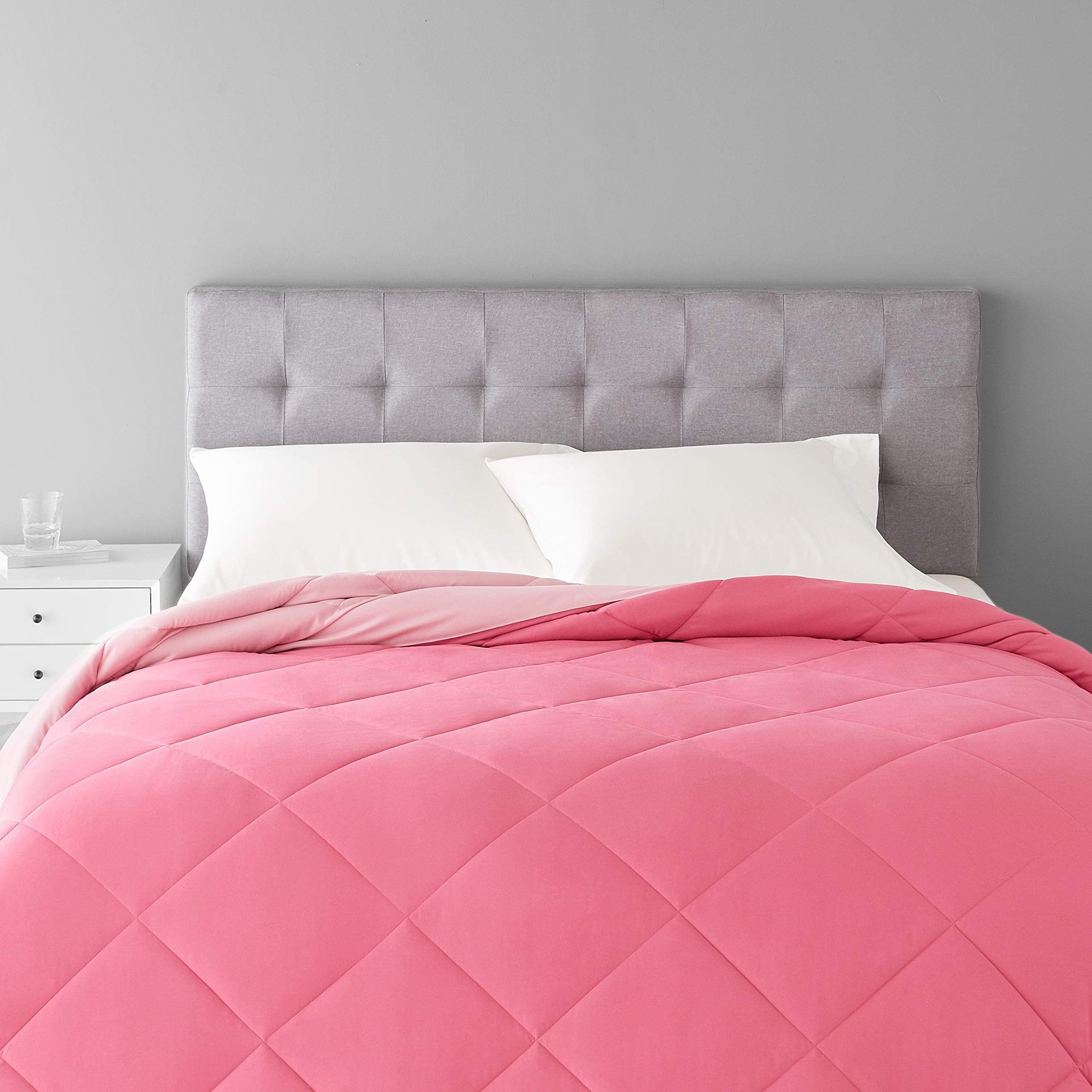 Amazon Basics Reversible Comforter | Full Size | Lightweight & Soft | Pack Of 1 (Pink)