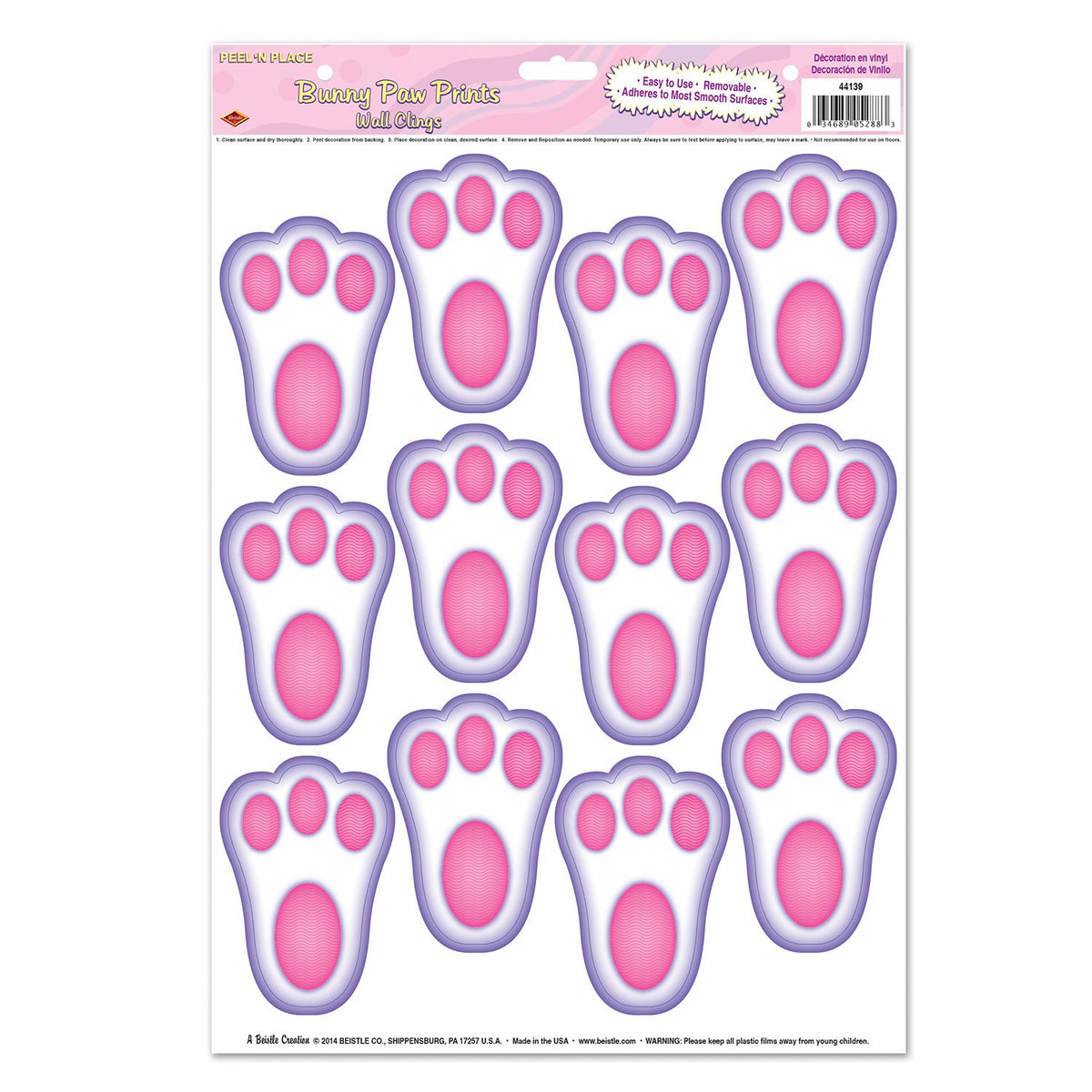 Bunny Paw Prints Peel N Place Easter Decorations Window And Wall Clings