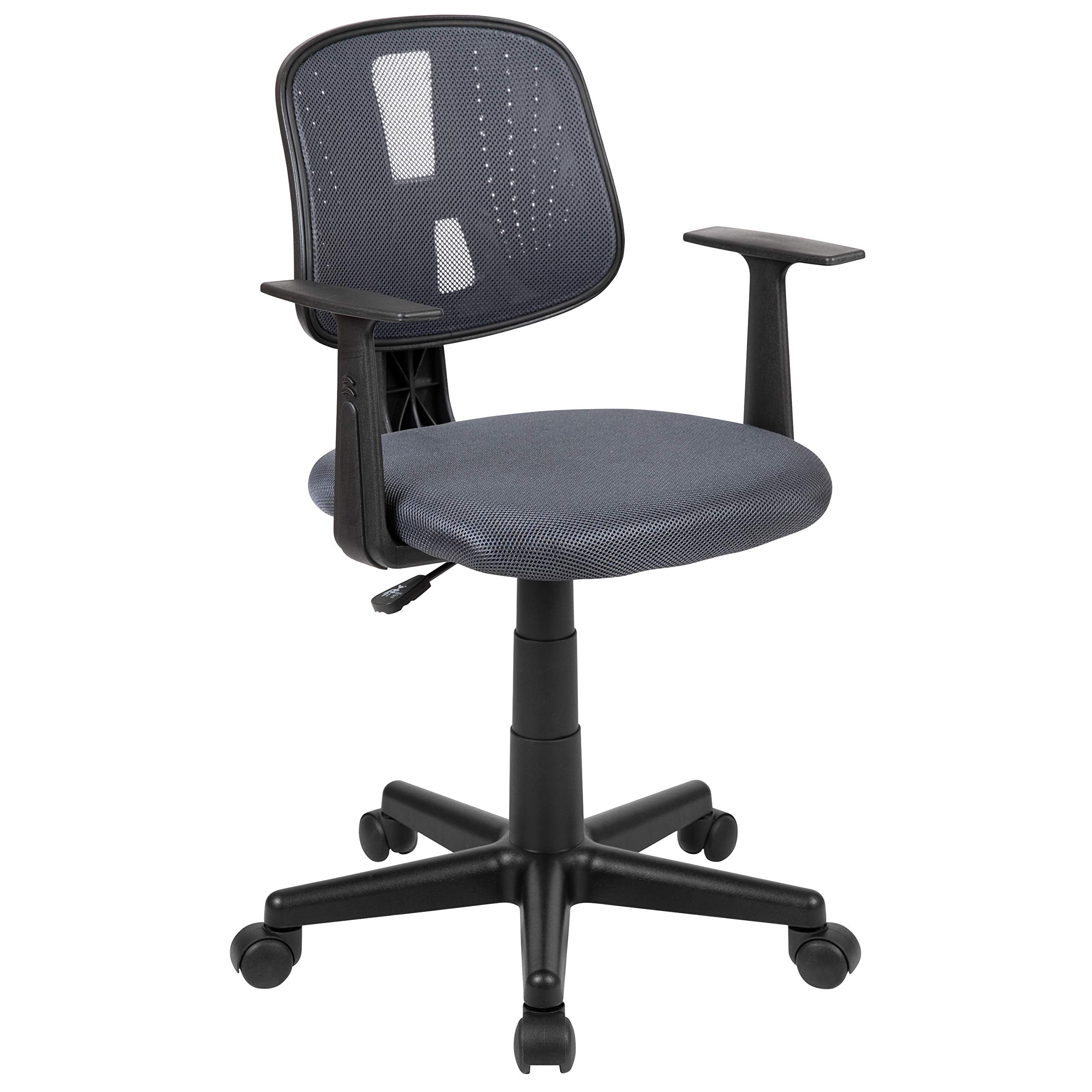 Flash Furniture Flash Fundamentals Mid-Back Gray Mesh Swivel Task Office Chair With Pivot Back And Arms