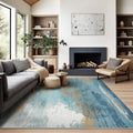 Ashler Abstract Rug, 4x6 Area Rugs, Modern Abstract Area Rug for Living Room, Bedroom, Kitchen Dining Room, Office, Blue Home De