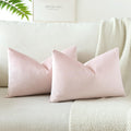 Otostar Velvet Soft Solid Decorative Throw Pillow Covers 12 X 20 Inch Pillow Covers Lumbar Cushion Case Couch Pillowcases For Sofa Bed Home Decor Pack Of 2 (Babypink)