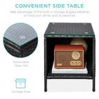 Best Choice Products 3-Piece Outdoor Wicker Conversation Bistro Set, Space Saving Patio Furniture For Garden W/Side Table - Black/Teal
