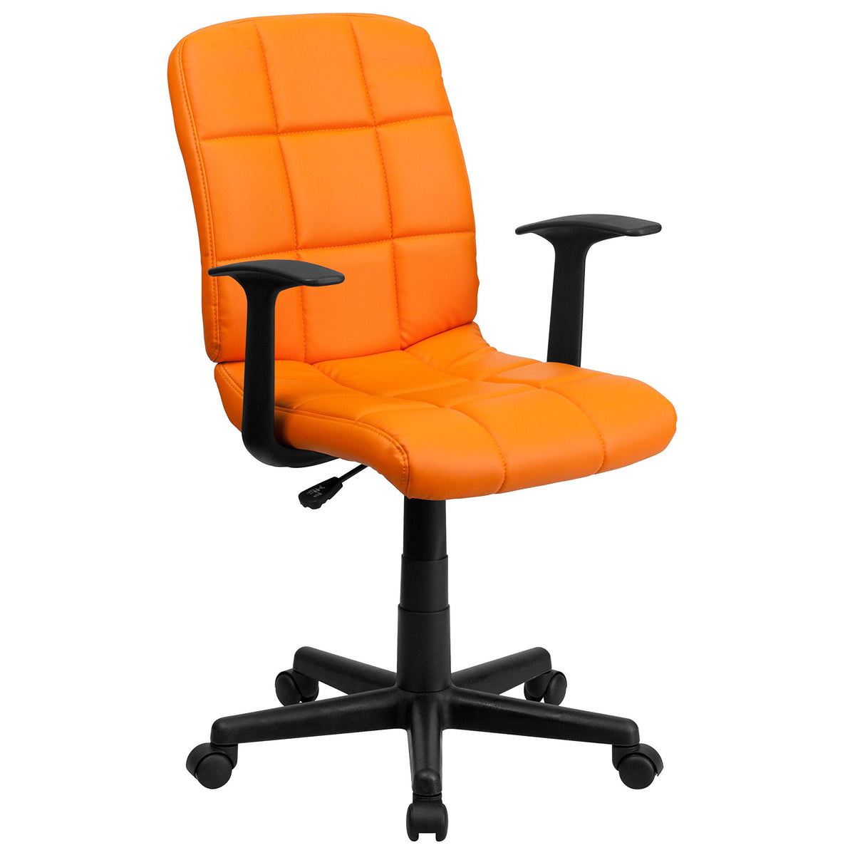 Flash Furniture Clayton Mid-Back Orange Quilted Vinyl Swivel Task Office Chair with Arms