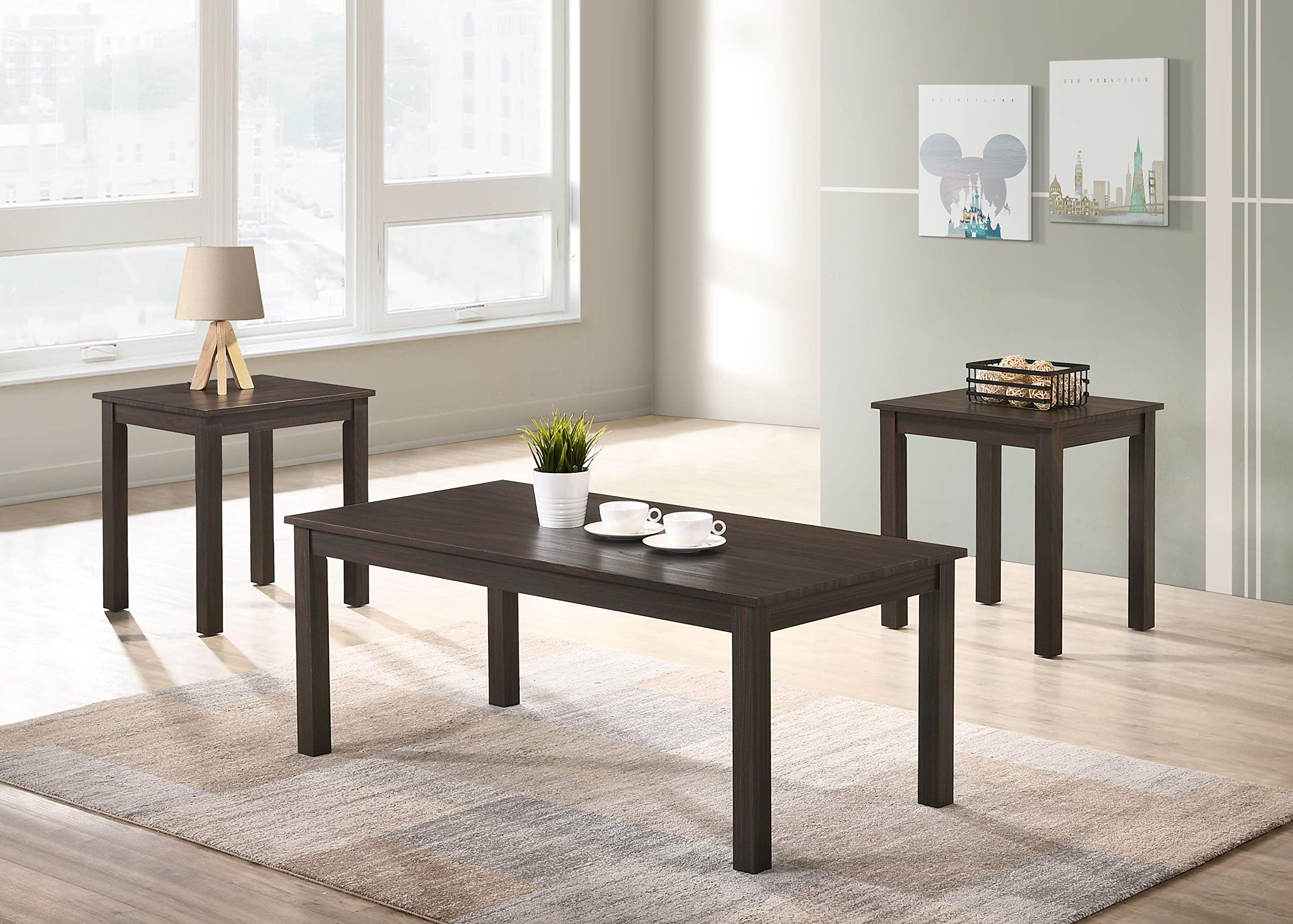 Progressive Furniture Phillip 3 Pack-Cocktail & 2 End Tables, Brown