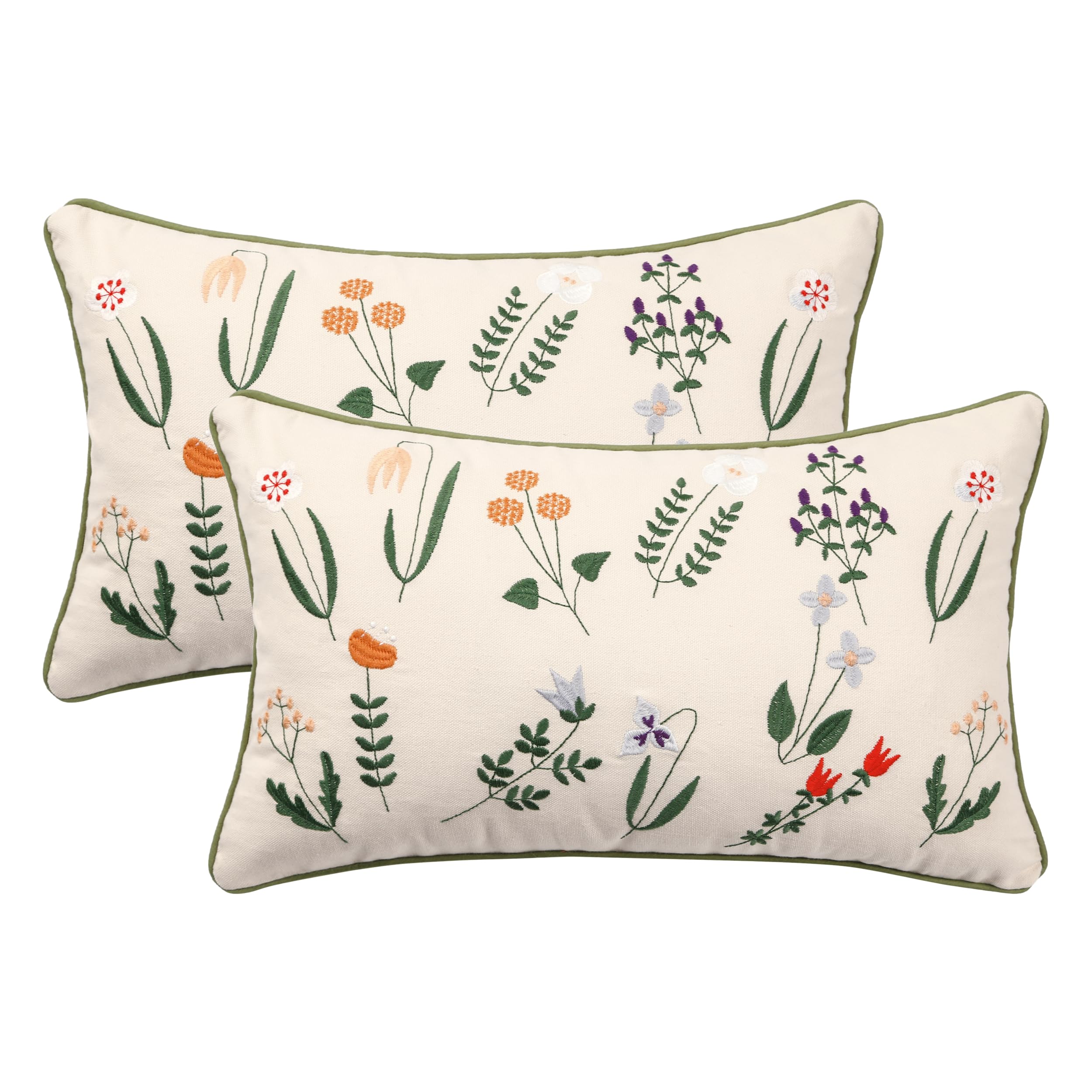 Tosleo Decorative Pillowcases 12X20 Inch Pack Of 2 Embroidered Throw Pillow Covers Farmhouse Pillow Cushion Cases Boho Home Deco