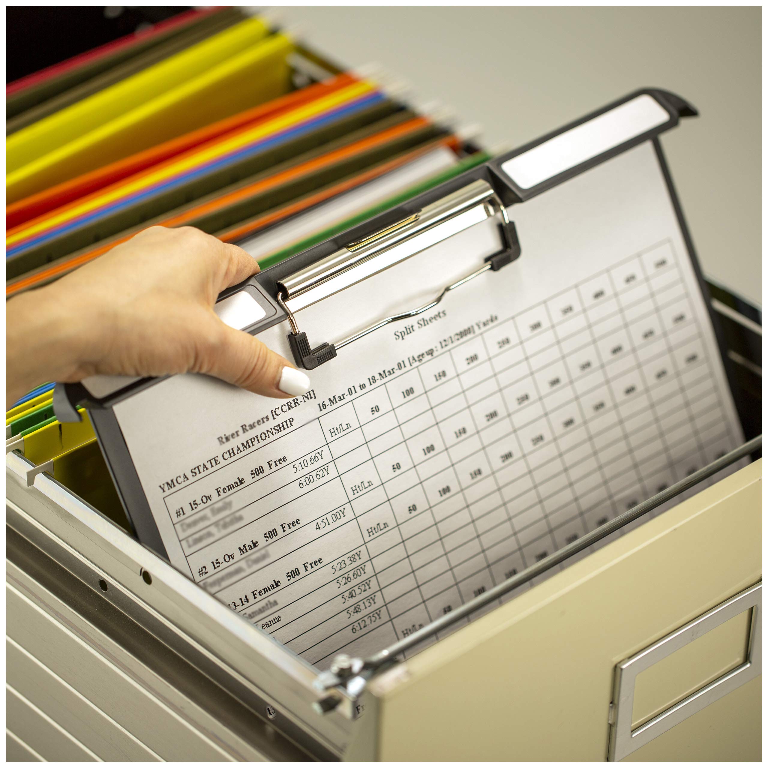 Officemate 83040 Landscape Klip & File, 1' Capacity, Holds 8 1/2 X 11, Plastic, Charcoal (Oic83040)