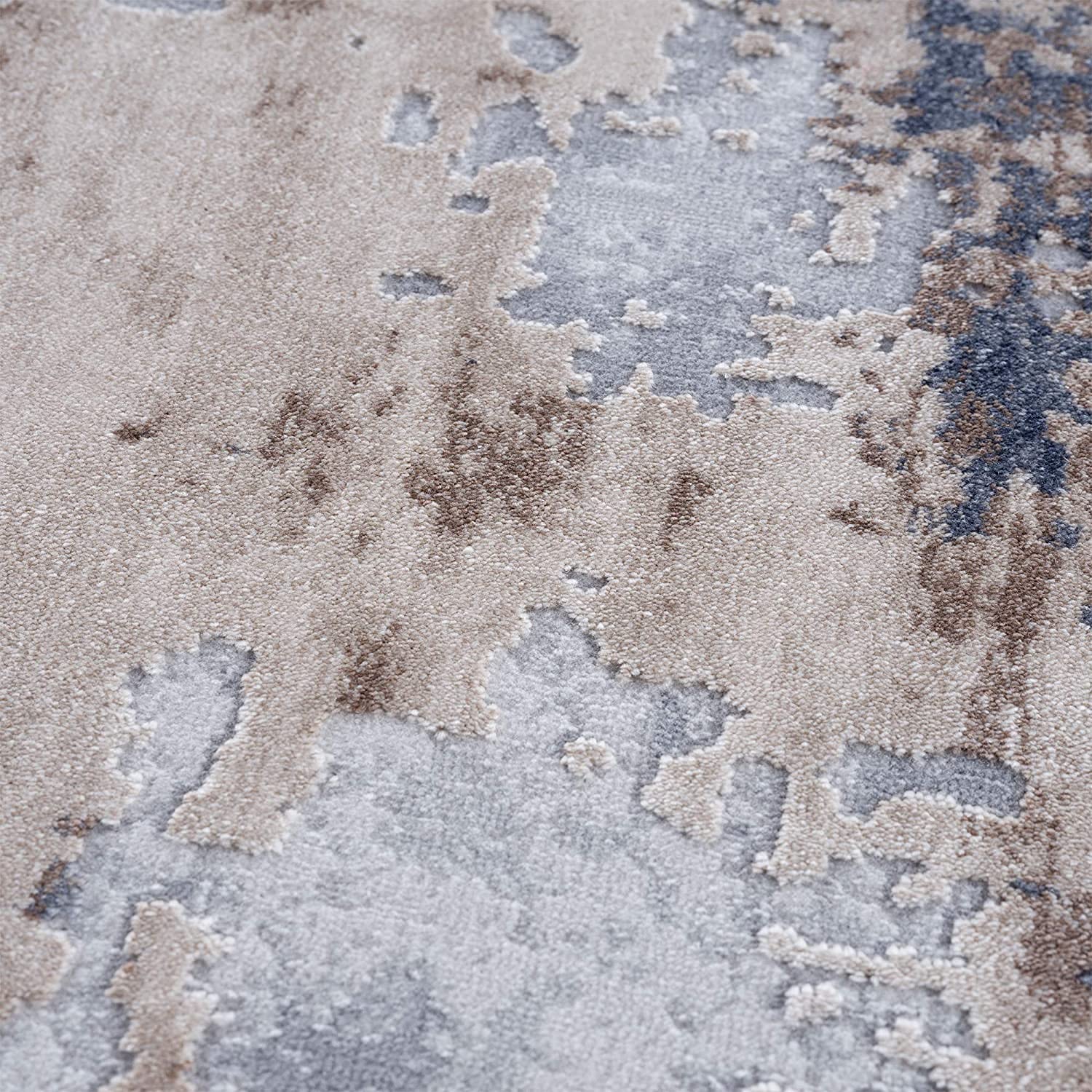 HomeRoots 100% High Grade Polypropylene 7â€ x 10â€ Beige and Ivory Abstract Area Rug