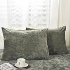 Phf Truly Velvet Pillowcases Standard Size, No Insert, 2 Pack Ultra Soft Breathable Pillow Shams Covers With Envelope Closure, 20' X 26' Luxury Cozy Warm Fuzzy Flannel Pillow Cases, Smokey Olive