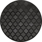 Nourison Easy Care Indoor/Outdoor Charcoal Black 8' X Round Area Rug, Easy Cleaning, Non Shedding, Bed Room, Living Room, Dining Room, Backyard, Deck, Patio (8 Round)