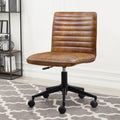 Furniliving Leather Office Chair with Wheels Armless Vanity Desk Chair 360 Swivel Computer Rolling Chair with Mid Back, Height A