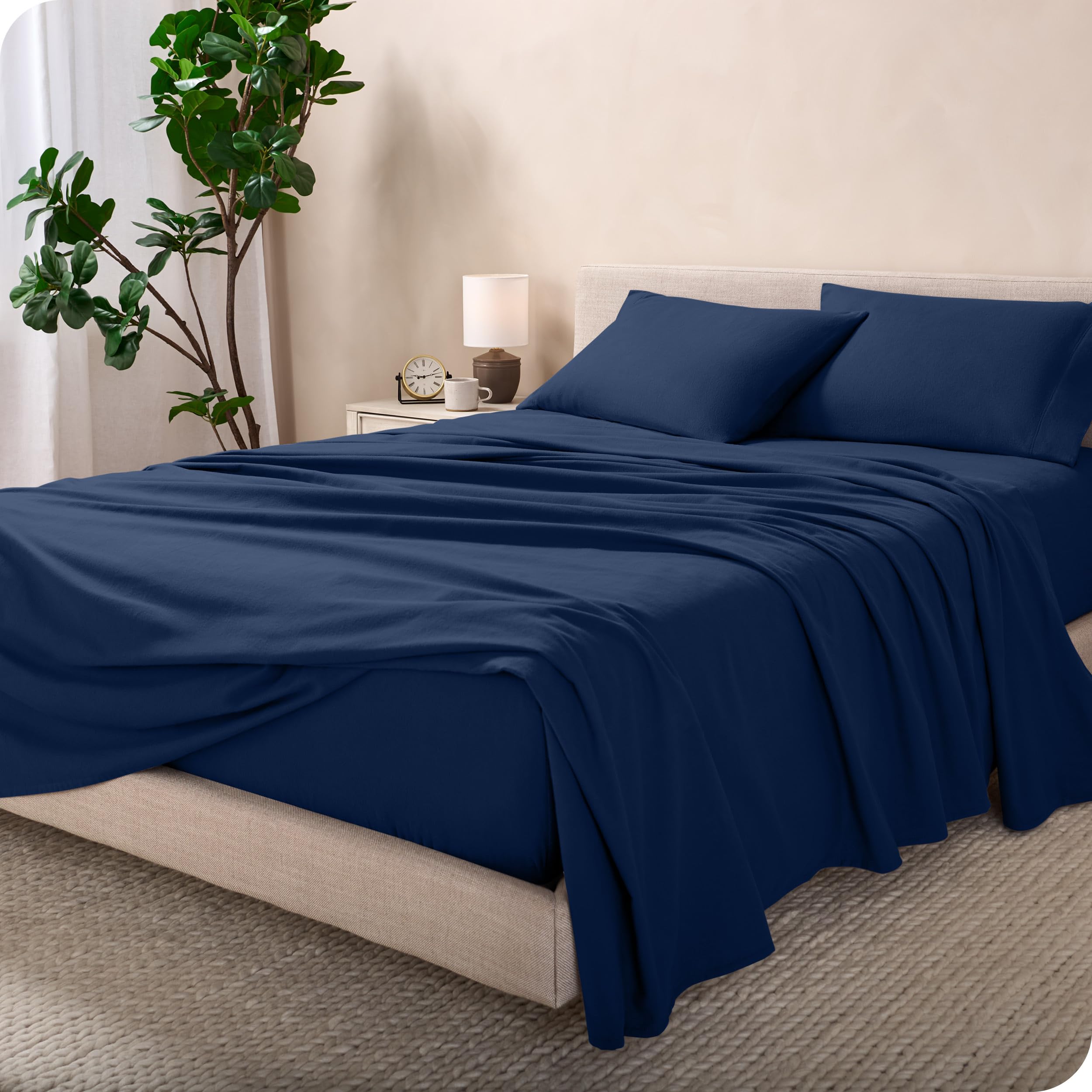 Bare Home Flannel Sheet Set 100% Cotton, Velvety Soft Heavyweight - Double Brushed Flannel - Deep Pocket (Split California King,