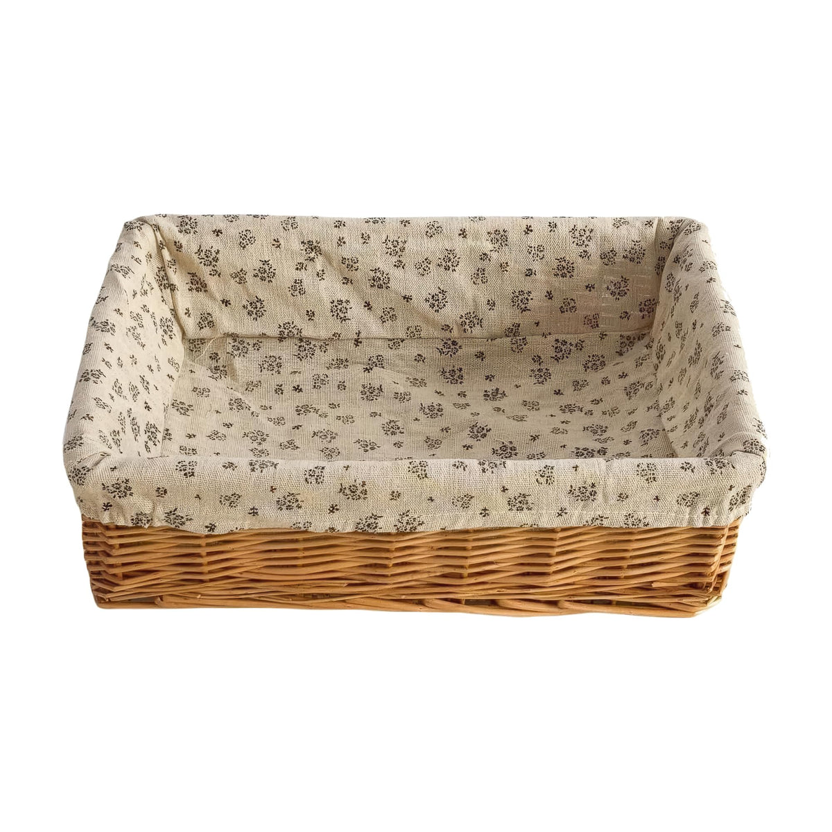 QINGTUHOME Handwoven Small Wicker Storage Basket with Liner for Organizing
