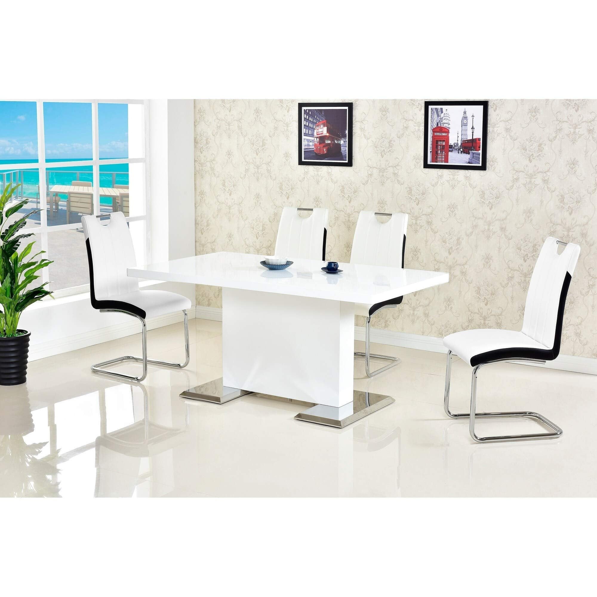 Best Master Furniture Brandon Modern Side Chairs, Set Of 2, White