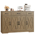Hostack Buffet Sideboard Cabinet With Drawers, 55' Large Buffet Storage Cabinet With Shelves And Doors, Modern Farmhouse Coffee Bar Cabinet Wood Buffet Table For Kitchen, Dining Room, Rustic Brown