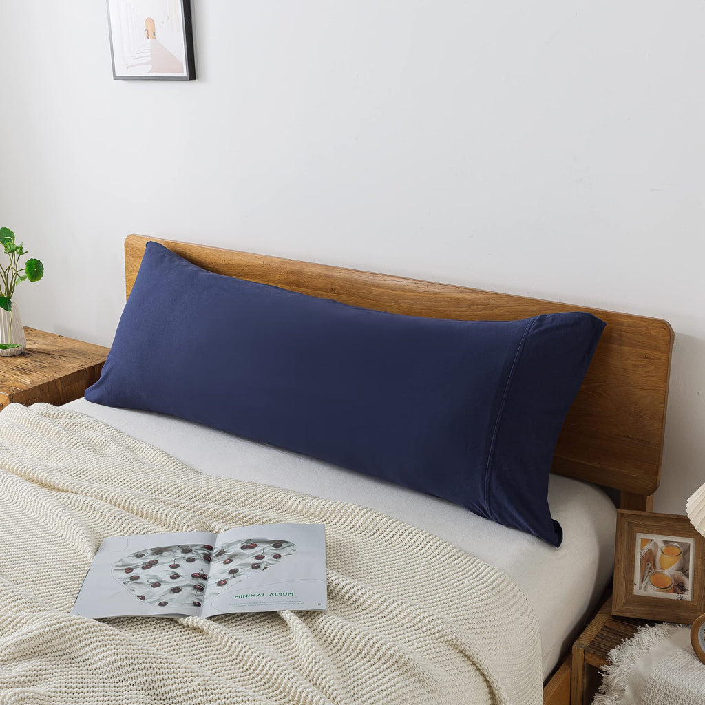 Household 100% Jersey Cotton Pillowcase 20   x54   -Super Soft Pillow Case with Envelope Closure (Navy Blue, Body Size Pillowcas