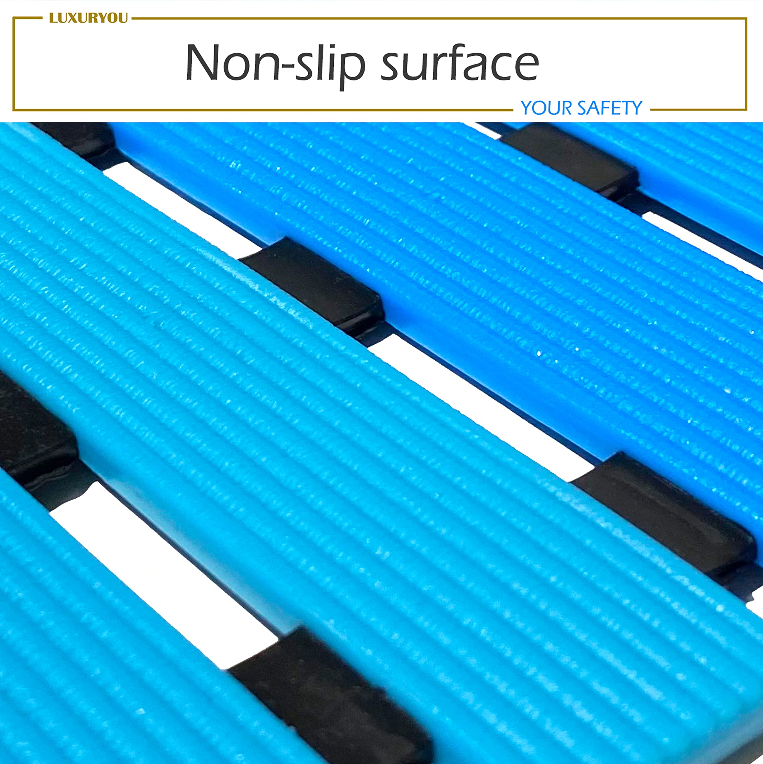 Luxuryou Non Slip Bathtub Mat | Double-Layered Shower Floor Mat With Suction Cups | Ez-Dry Construction | Non-Toxic, Bpa, Latex,