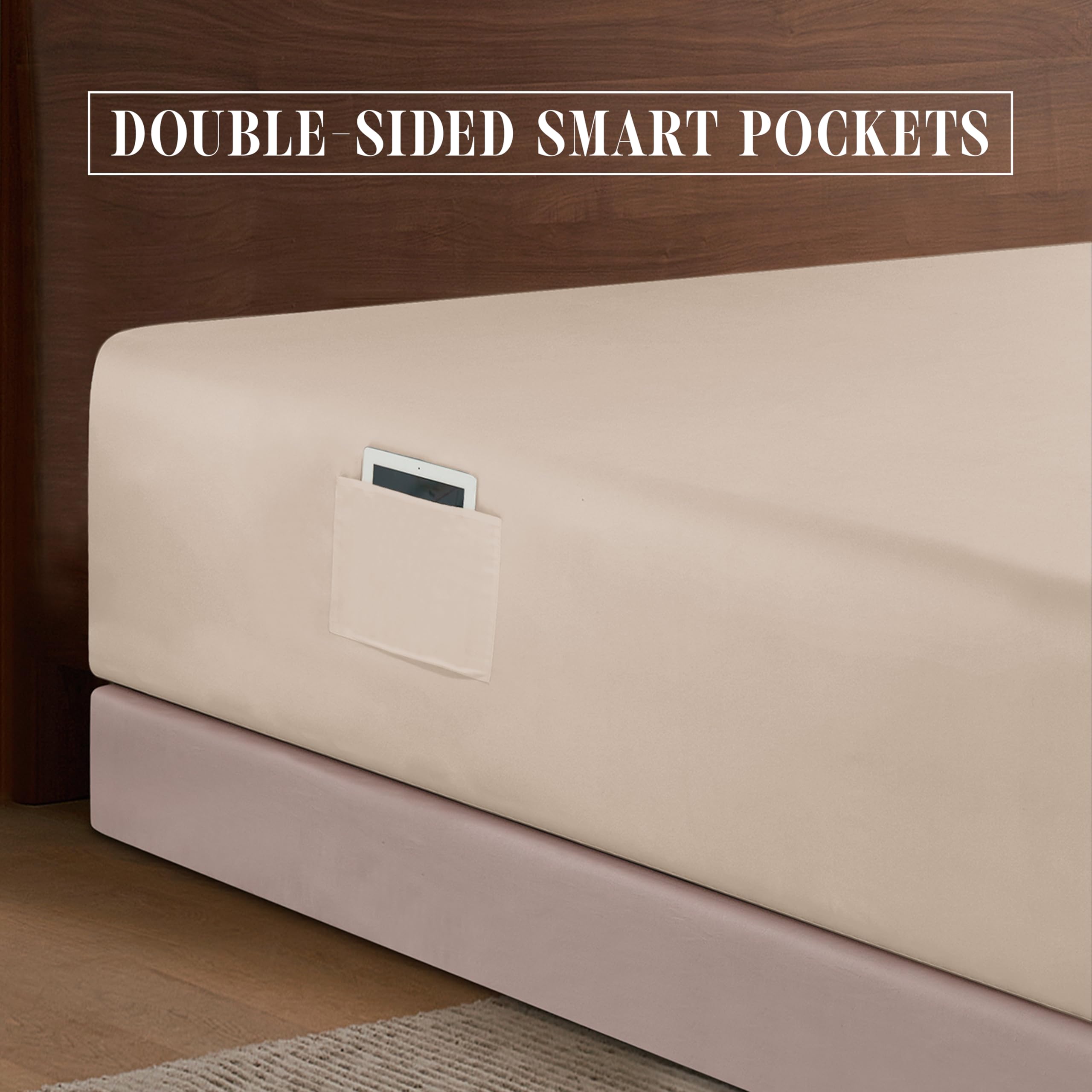 Elegant Comfort 1500 Premium Hotel Quality 18-24 Inches Deep - Extra Deep Pocket Single Fitted Sheet For High Mattress, Luxury And Softest, Smart Pocket - Wrinkle Free, California King, Cream