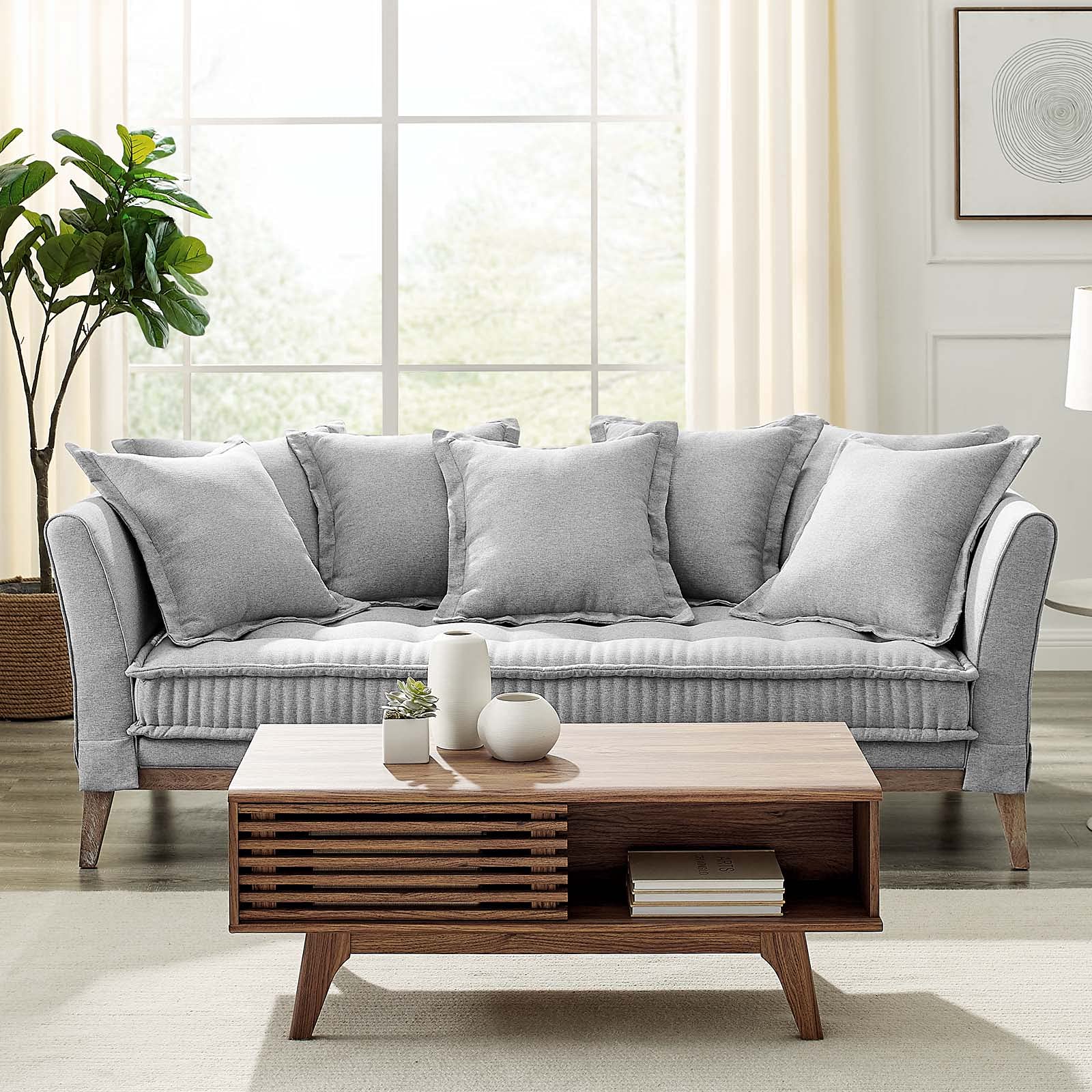 Modway Rowan Sofas, Light Gray