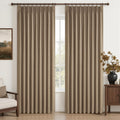 Pinch Pleated Blackout Curtains 60 Inches Wide for Living Room, Room Darkening Linen Blend Viral Large Window Curtain for Bedroo