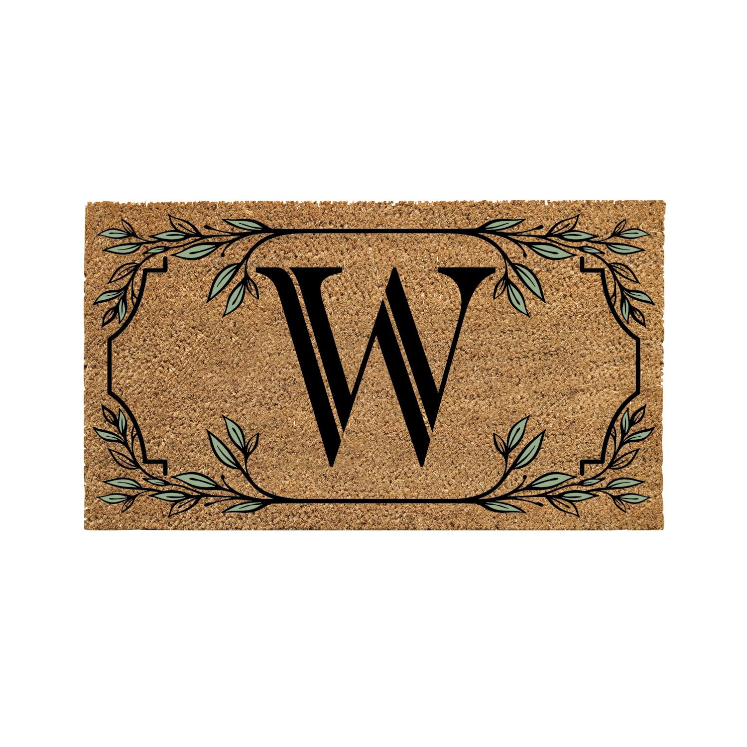 Evergreen Monogram Coir Doormat | Letter W | Front Door Mat For Outdoor Indoor Entrance | 28X16 Inches | Non-Slip Backing Doorwa