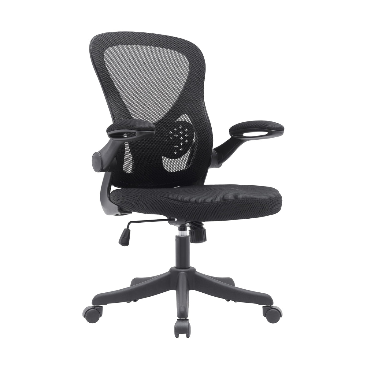 Techni Mobili Mesh Task Office Chair With Flip Up Arms. Color: Black, Mid-Back