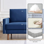 American Furniture Classics Blue 57 Inch Wide Upholstered Two Cushion Loveseat with Square Arms Velvet, 57" x 32" x 37"