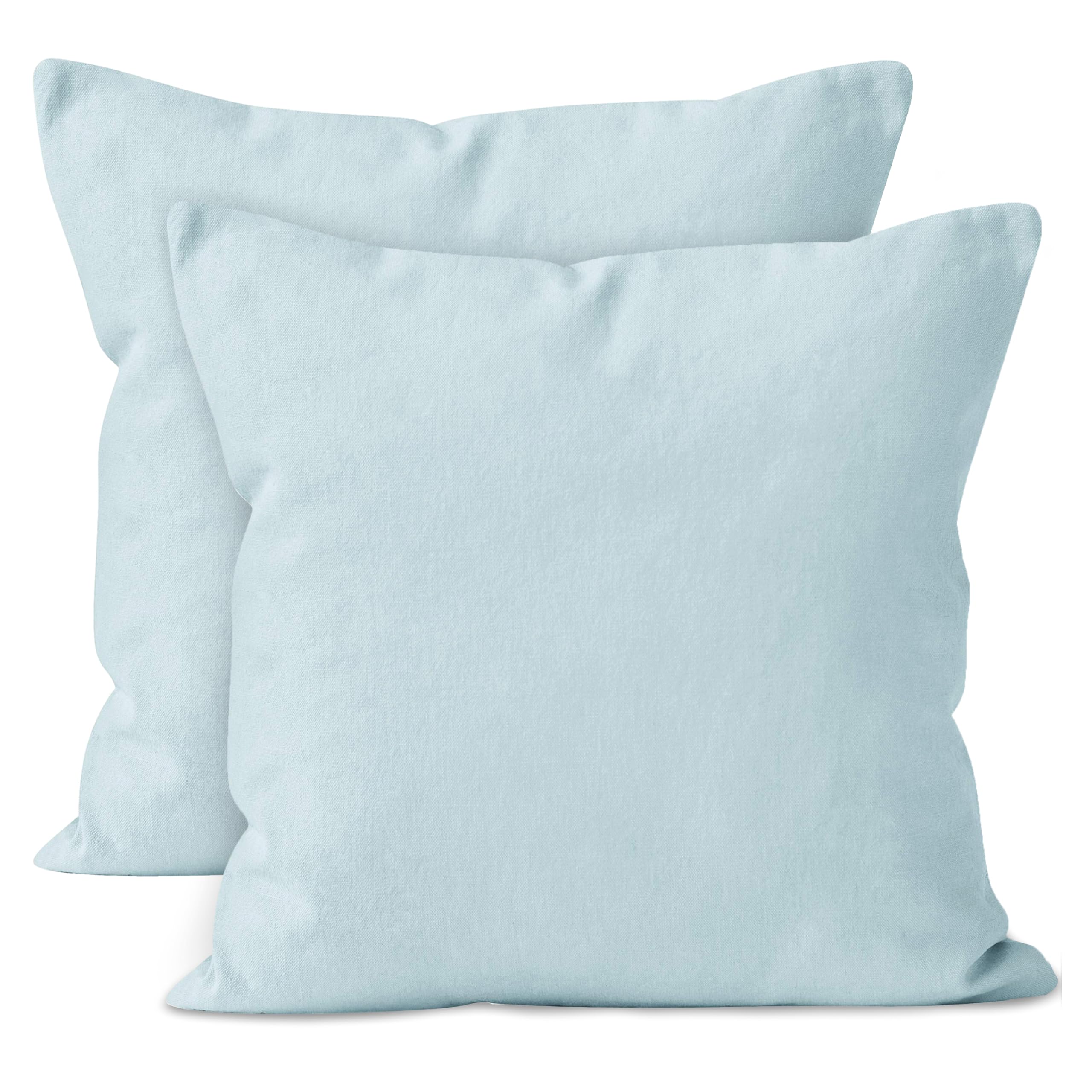 Encasa Xo Throw Pillow Covers 24X24 In Set Of 2 Ice Blue | No Inserts | Cotton Pillow Covers For Living Room, Bed, Sofa, Couch |