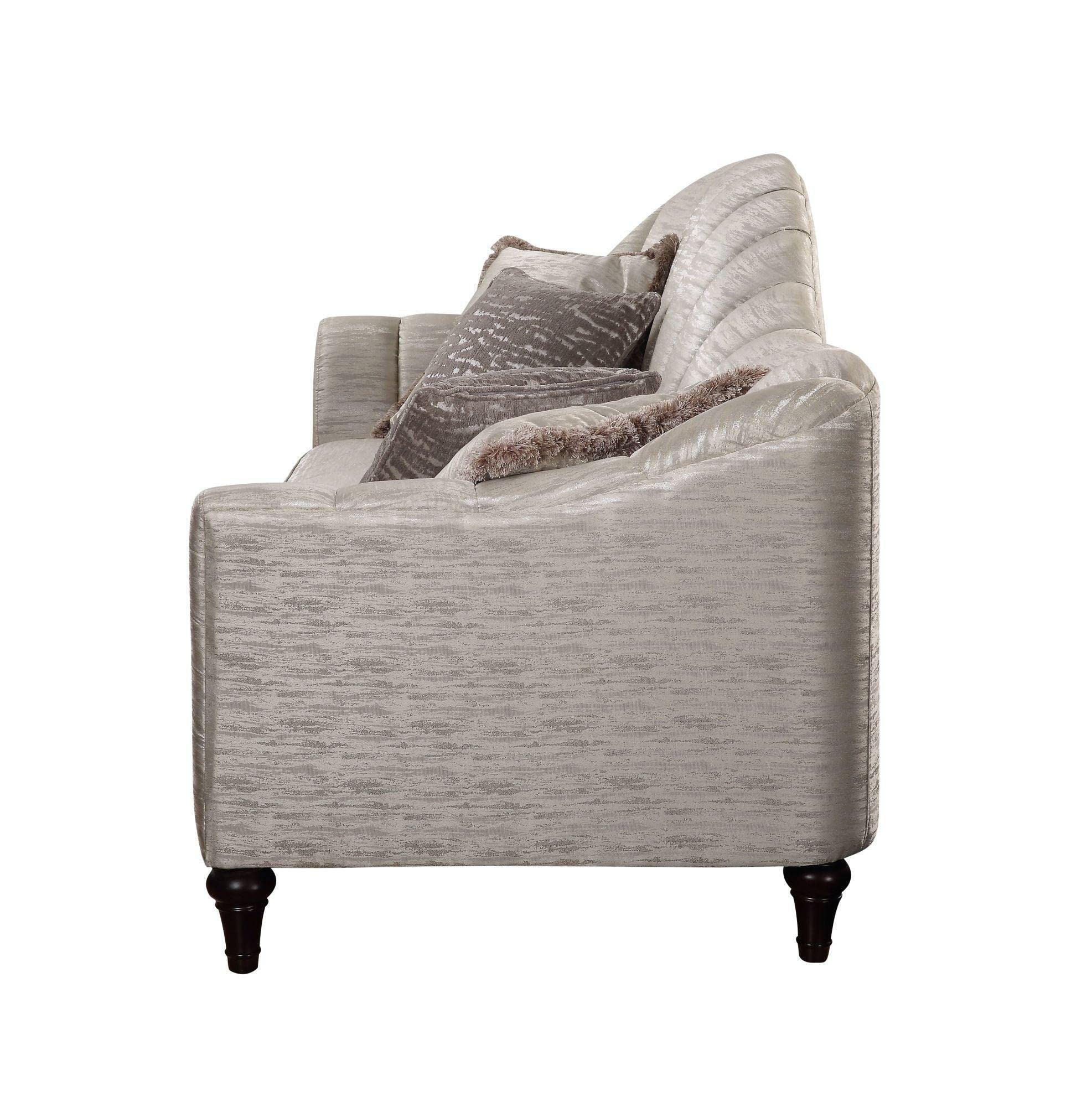 Acme Athalia Fabric Arched Back Loveseat in Shimmering Pearl
