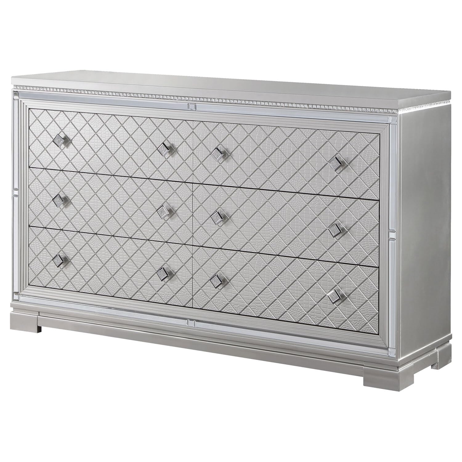 Coaster Eleanor Contemporary 6-Drawer Wood Dresser in Silver