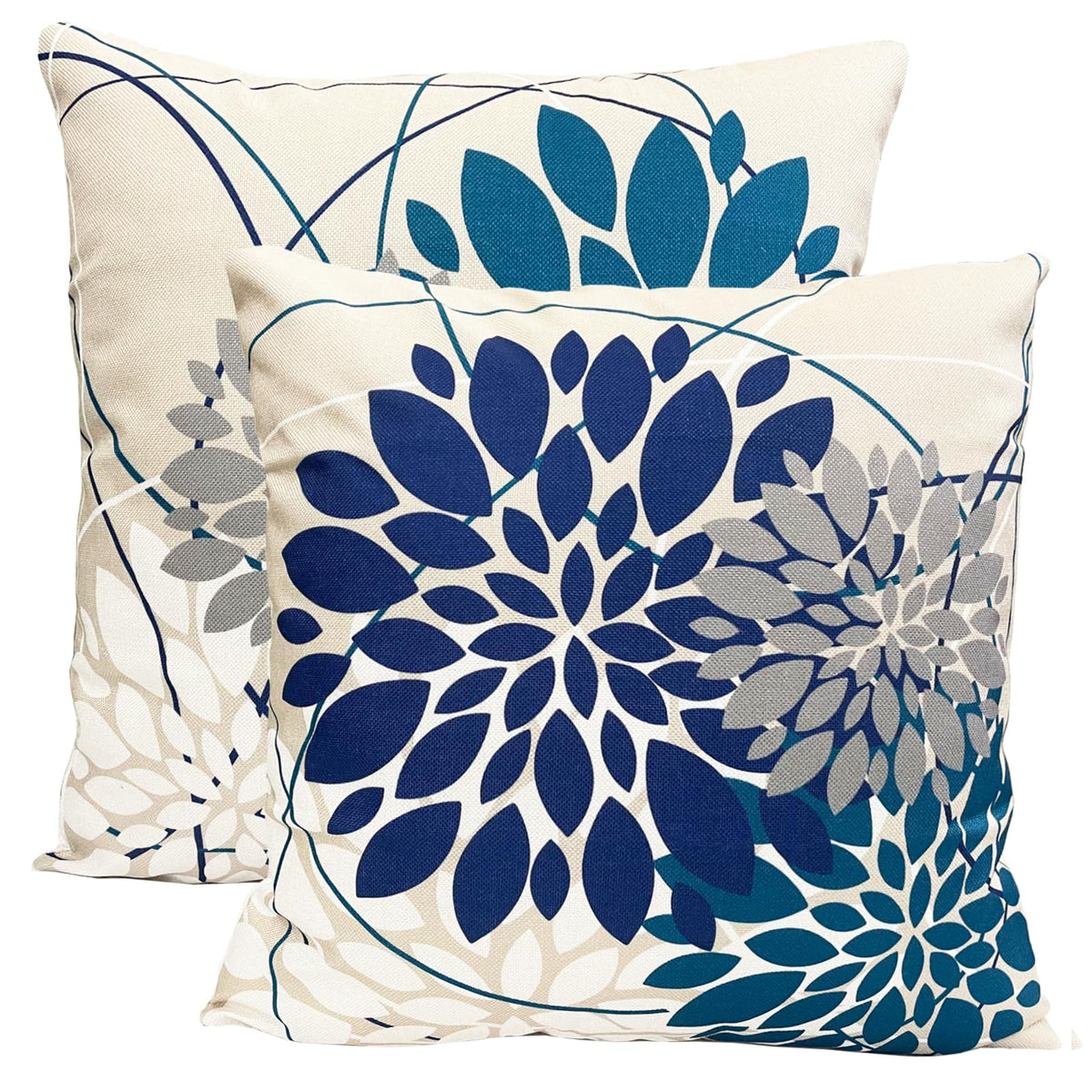 Blue Decorative Throw Pillow Covers 22X22 Inch Pillow Covers For Couch Living Room Bedroom Car Outdoor.Modern Sofa Throw Pillow
