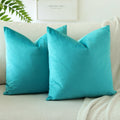 Otostar Pack Of 2 Velvet Soft Decorative Throw Pillow Covers 18 X 18 Inch Solid Square Cushion Case Couch Home Decor Pillow Covers For Sofa Bedroom Living Room (Mint)